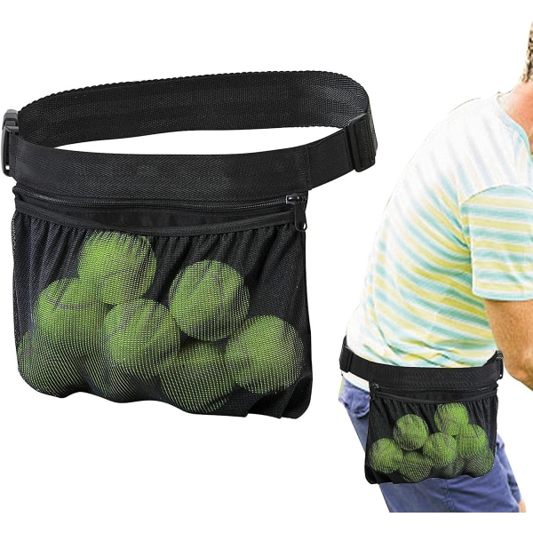 2 kpl tennispallopussi, säädettävä vyötäröinen Pickleball-laukku, johon mahtuu 6-8 palloa | Tennispallopussi sopii kaikille vyötäröille 2 Pcs Single
