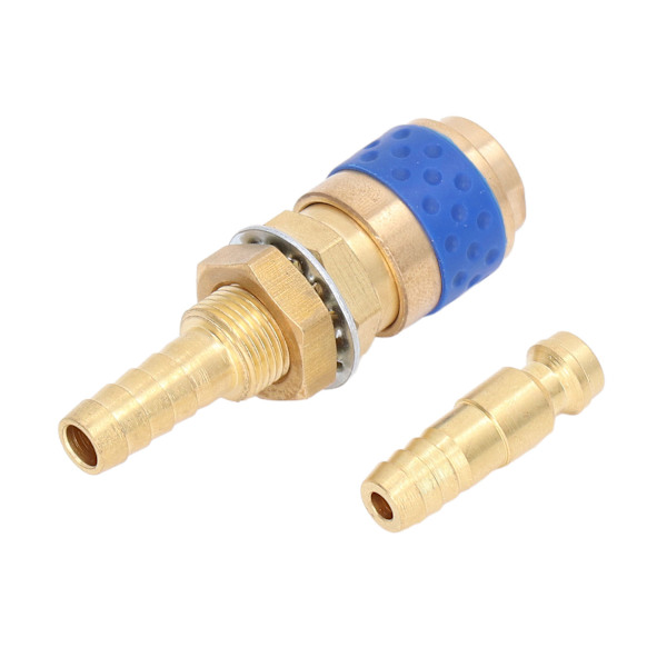 8mm slangadapter i mässing, snabbkoppling, kopplingssats för MIG TIG svetsmaskin, blå