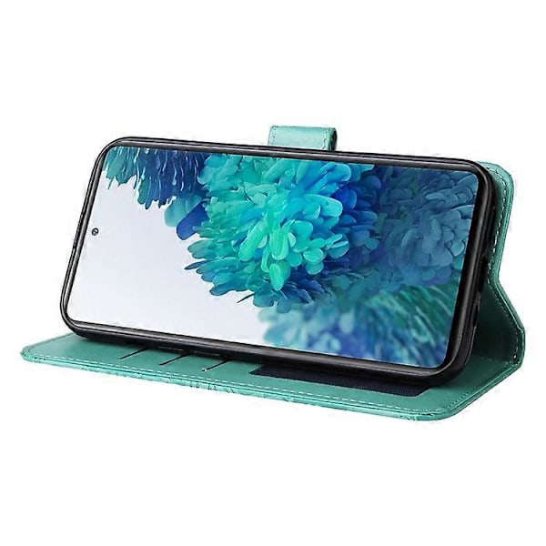 Kompatibel med Samsung Galaxy S20 FE / S20 FE 5G / S20 Lite Solsikke Præget PU Læder Etui Stativ Magnetisk Lukning Tegnebog Telefon Green