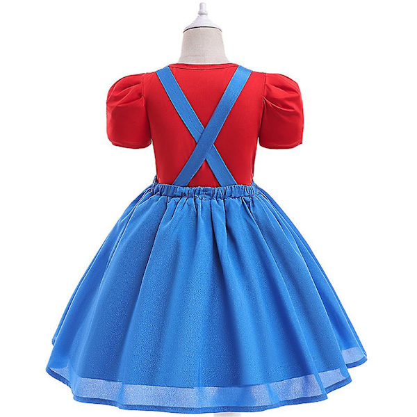 3-8 år Barn Flickor Super Mario Cosplay Kostym Fancy Dress Up Halloween Karneval Festklänning Presenter 7-8 Years