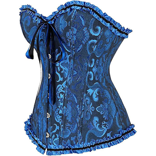 Szivyshi Dame Overbust Sweetheart Lace Up Plastic Bones Corset Bustier Top -ge Black Blue 6*L Plus