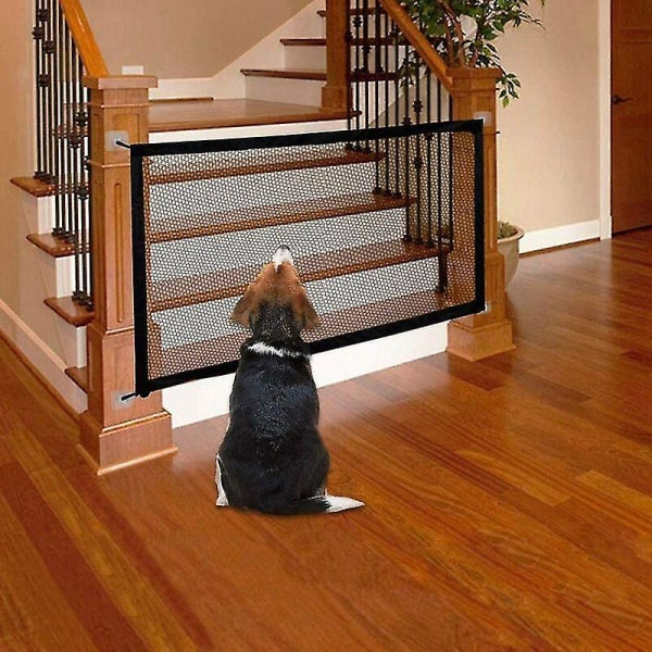 Taitettava sisäänvedettävä koiran turvaportti, yhteensopiva portaiden ja baby kanssa - musta (koko: 70*110cm) -ES