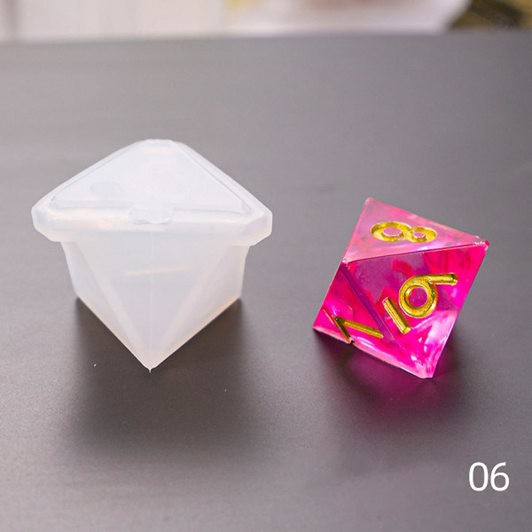 DIY Kristall Epoxy Form Tärning Filé Form Multi-spec Digitalt Spel Hög Spegel Tärning Form Silikon Form Tillverkning -ES White