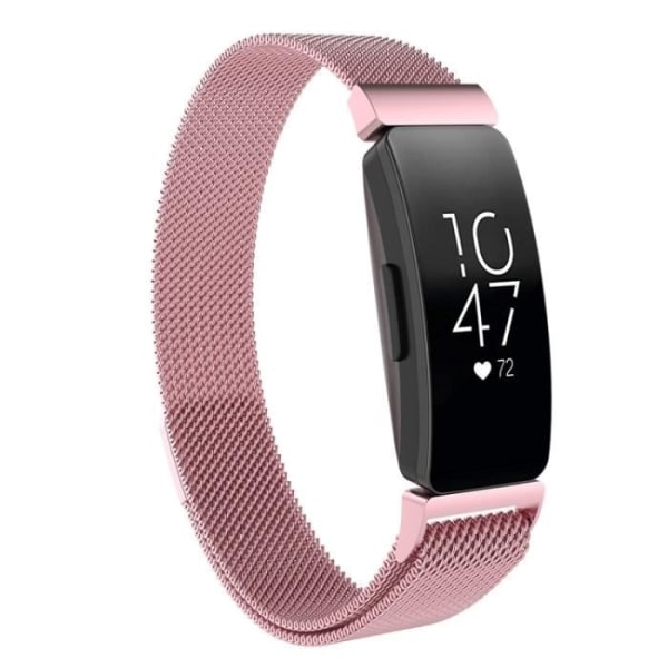 205 mm magnetisk Milanese rustfri stålrem for Fitbit Inspire/Inspire HR - Rosa