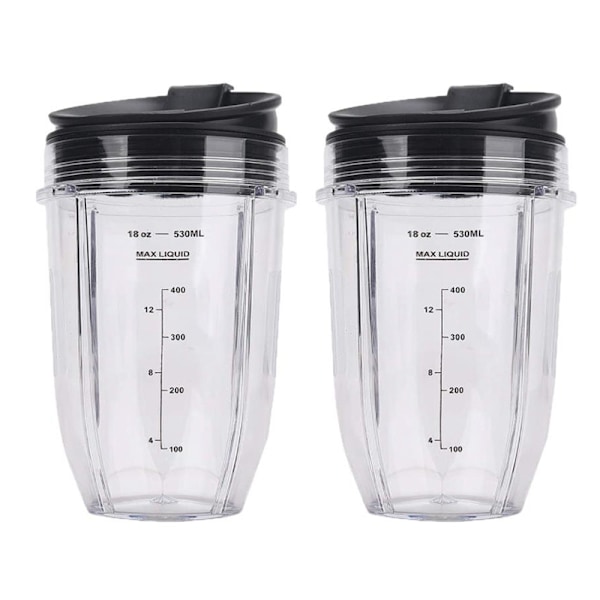 2 stk. 18Oz Erstatningsbeger til Blender med Lokk for Auto IQ BL480 BL642 BL450 BL682 BL480, BL490, BL640 BL680
