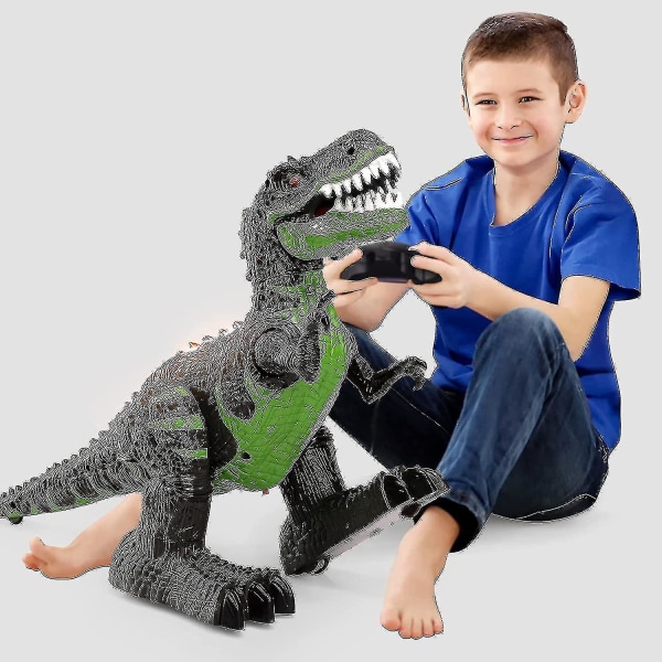 2,4ghz fjernbetjening dinosaurlegetøj, gårobotdinosaur med led lys og lyd, simulering