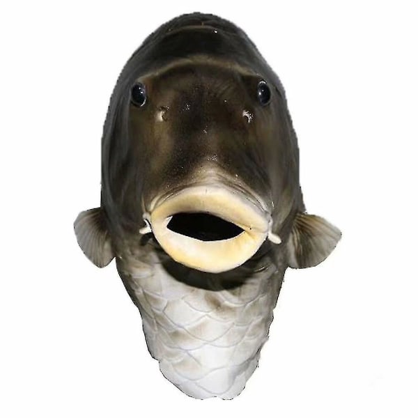 Black Fish Mask Latex Animal Head Mask Grå Fisk Kostym Huvudbonad Maskerad Fest Vuxen -hg