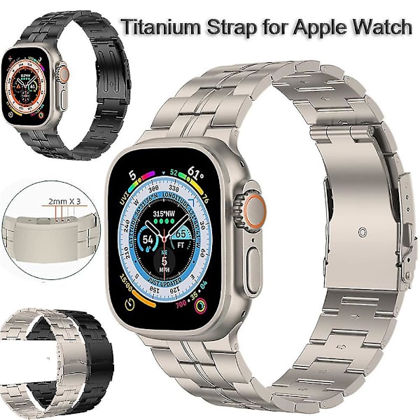 Lyxigt Titanarmband Kompatibelt med Apple Watch Band Ultra 49mm 45mm 44mm 41mm 3 -HG titanian