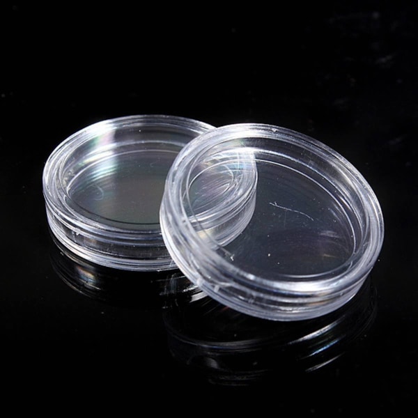 10 st Små Runda Transparenta Plastmyntkapslar 26mm