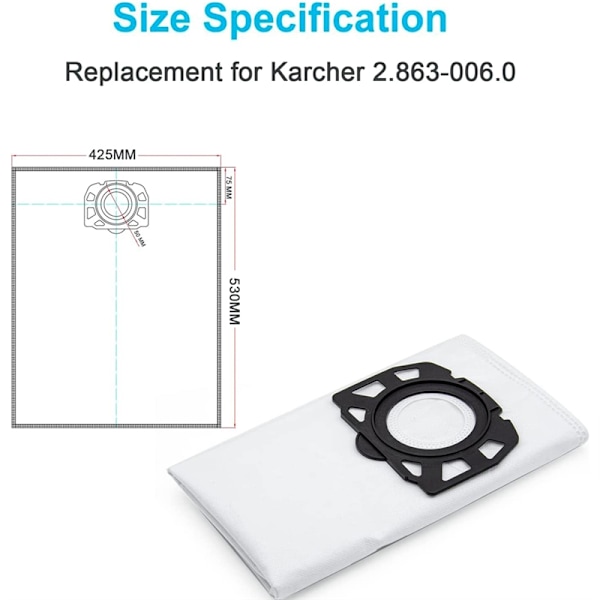 Støvsugerposer for Karcher WD4 WD5 MV4 MV5 MV6 WD5 Premium WD6 Støvsuger