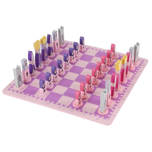 Resa set med schackbräde utbildning och vuxna rosa Multicolor