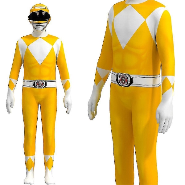 Voksen Børn Power Rangers Mighty Morphin Jumpsuit Fest Fancy -hg yellow 120