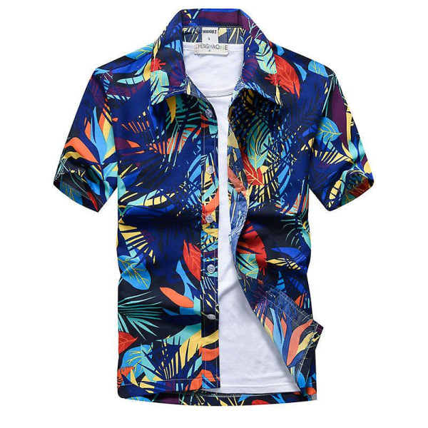 Hawaiiansk skjorte for menn Strandknappskjorter Topper Holiday Blue M