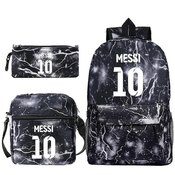 Lel Messi Ryggsekk Rundt Lel Messi Studentveske Skulderveske Blyantveske Sett med . Lightning gray pattern 2 three piece suit