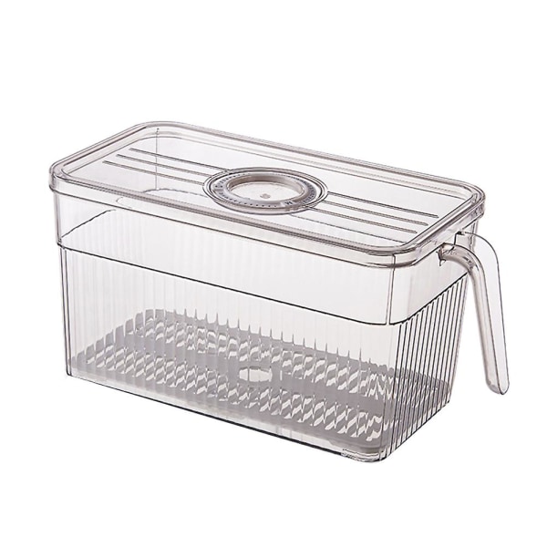 Kylskåp Förvaringslåda Tidsmätning Håll Mat Organizer Box Med Handtag Transparent Material Foto