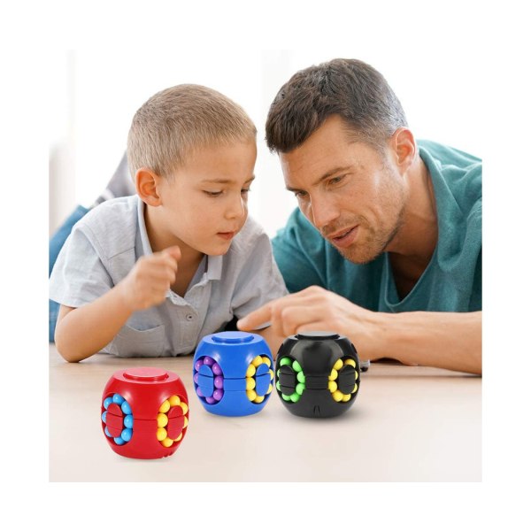 3-pack Magic Cube Fidget sensorisk leksak med roterande färgade pärlor