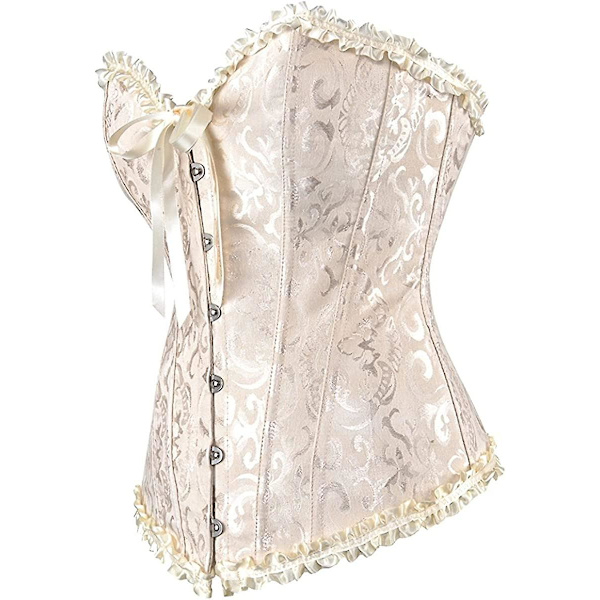 Szivyshi Kvinders Overbust Sweetheart Snøre Plastikknogler Korset Bustier Top -ge Beige S