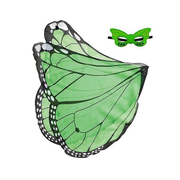 Børn pige sommerfugle vinger Kappe med maske Fairy Pixie Cosplay kostume-W8