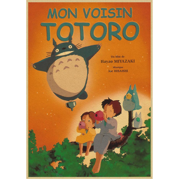 Vintage Retro Paper Anime Poster Tonari No Totoro Miyazaki Väggdekor Vintage Heminredning Barnrumsdekoration 6 30X21CM