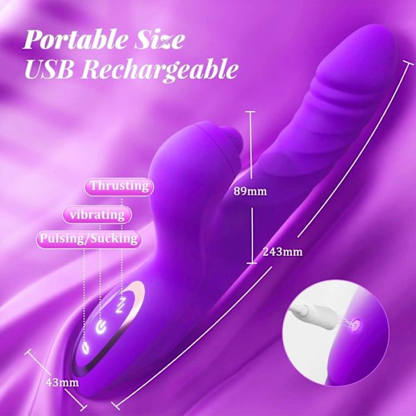 GODEMICHET-RABIT-VIBROMASS-Vibrator Sexleketøy for kvinner - Kaninvibrator med 10 vibrasjoner 7 støtende moduser med L-538