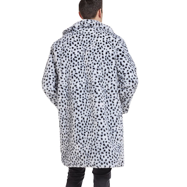 Allthemen Herre Leopard Print Pluss Mid-Length Straight Coat White XS