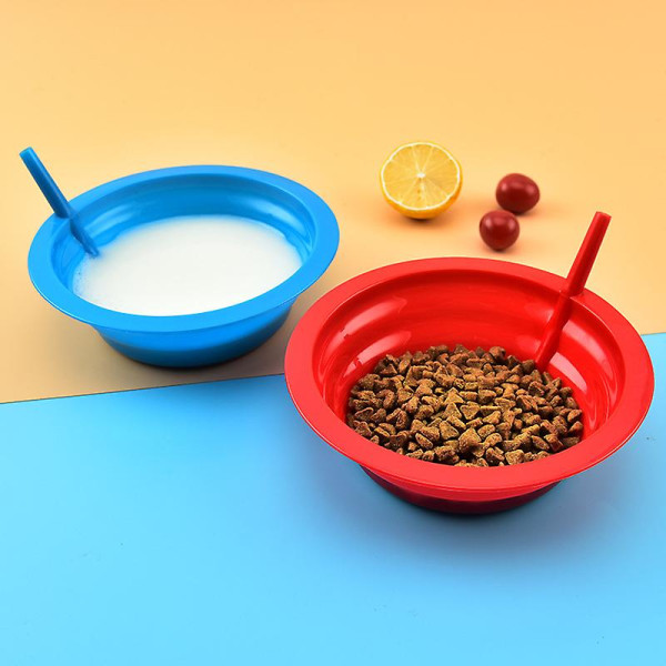 Sett med 4 suppe- eller frokostblandingsskåler for barn plast med innebygd halm, vedlikeholdsbutikk for husholdningsartikler