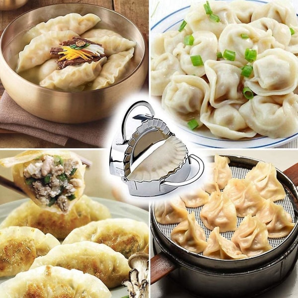 Dumplings Maker 8 stk, empanada presseform og kutter, pai Ravioli Deig Bakverk Innpakninger Hud Manual silver