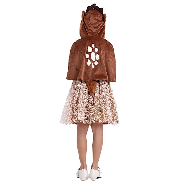 Åh, rådjur! Halloween-kostym kompatibel med flickor, medföljande huva, horn och öron Brown M