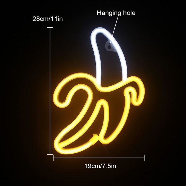 Banaanin Neon-kyltti Keltainen Valkoinen Banaanin Neon-valot Hedelmä Led-valokyltti Yövalo Neon-kyltit