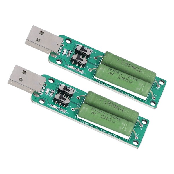 2 st USB-belastningstestare Justerbar Resistor Elektronisk Testmodul 1A 2A 3A Urladdningstillbehör