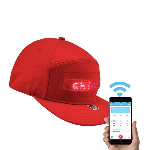 Led Display Bluetooth Hat Engelsk Walking Character Hat Display Character Hat Luminous Hat (58-60cm) -hg red