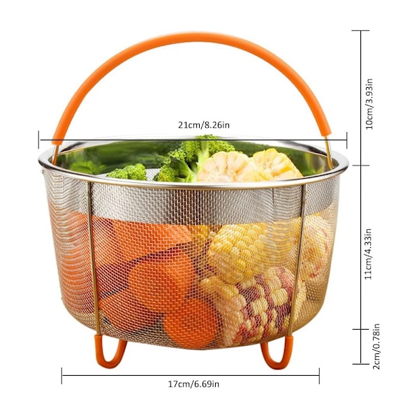 Dampkurv i rustfrit stål, Instant-Pot tilbehør til Ninja Foodi trykkoger & multikoger, 6Qt