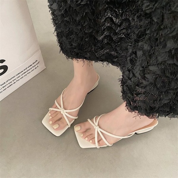 2025 Sommer Fransk Stil Elegante Tvejs Dameslippers, Medium Tyk Platform Højhælede Sandaler Brown 35