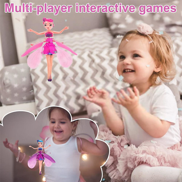 Led Magic Flying Fairy Princess Doll Fjärrkontroll Flying Toy USB laddning kompatibel med barngåvor -ES Pink