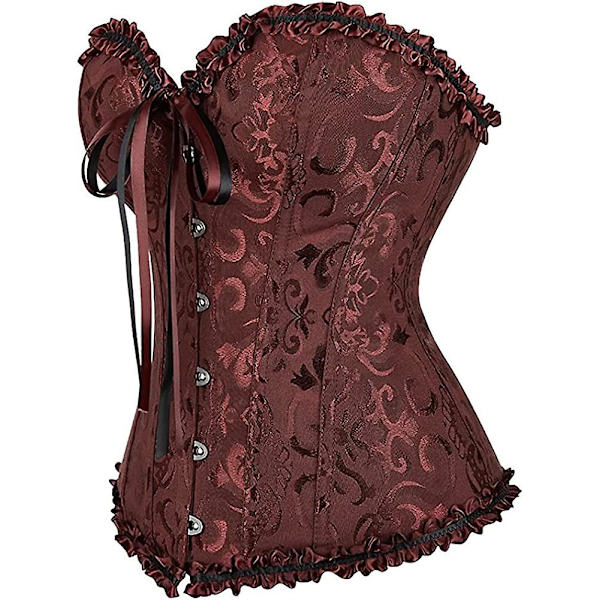 Szivyshi Kvinders Overbust Sweetheart Snøre Plastikknogler Korset Bustier Top -ge Brown 5*L Plus