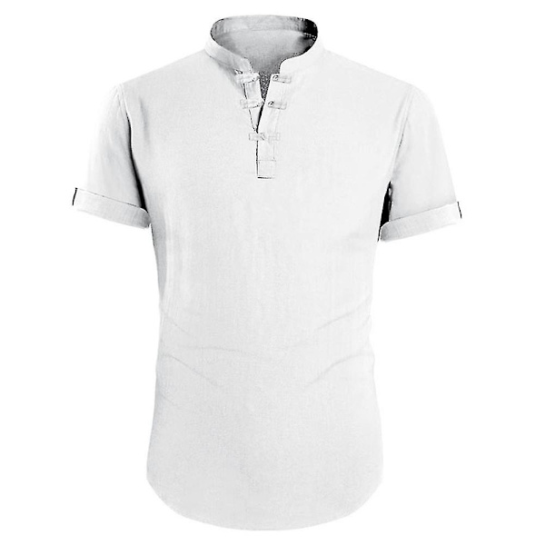 Miesten kesän casual lyhythihainen retropaita topit White M