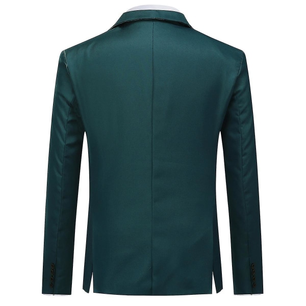 Yynuda Herre Business Casual Klassisk Hakk Lapel Dobbel Splitt Pure Color Enknapps dressjakke 11 farger Dark Green XL