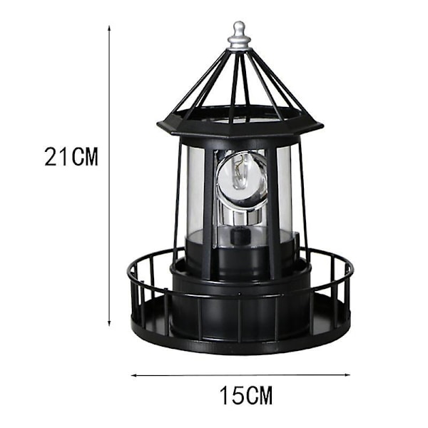 LED-solcellsdriven fyr, 360 graders roterande utebelysning A -ES Red