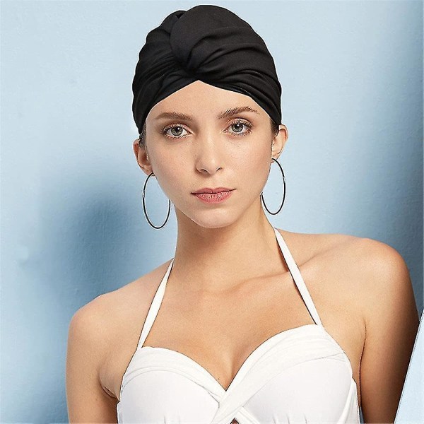 Langhåret badehette Plissert svømmehatt for damer Elastiske badehetter for voksne Badehetter for kvinner