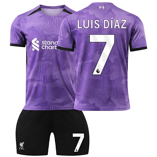 2324 Liverpool FC Andretrøye Bortebane Fotballdrakt Sesongsett-Louis·Diaz 24(130-140cm)