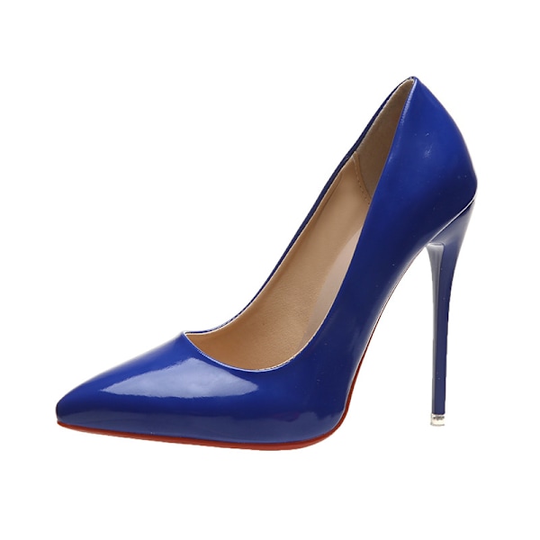 Damesko, røde høye hæler, sexy spiss tå 12cm hæler Blue 38