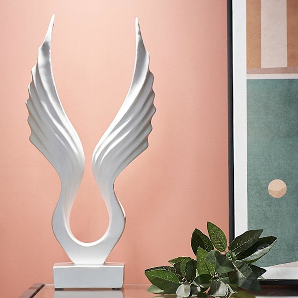 Bordskulptur Ørn Vinger Statue Figur Kontor Ornamenter Hvid White