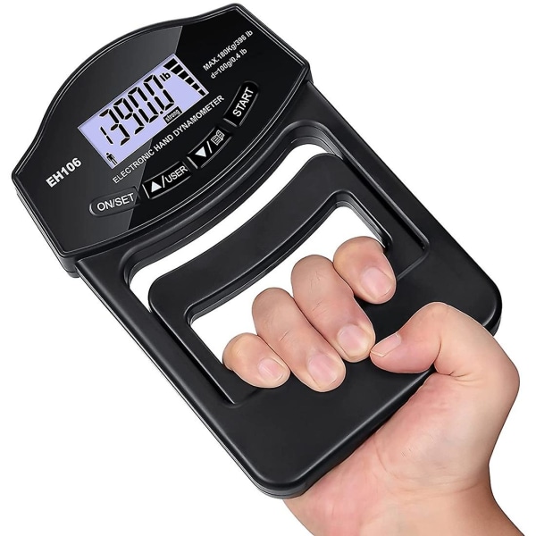 Kädenlujuusmittari, 396 lbs/180 kg digitaalinen käsidynamometri otteen vahvuusmittari USB LCD-näyttö käsi black