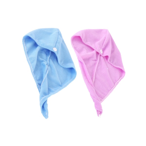 Hårhåndklædepakke Hurtigtørrende Absorberende Bandana Damer, krøllet, langt og tykt hår (2 stk) -lilla+blå
