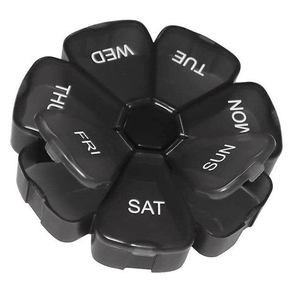 Weekly 7 Day, Daily Pill Cases, Pill Box, Pill Holder, Pill Dispenser, Travel Black