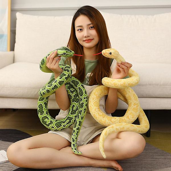 1 stk 200 cm/300 cm Kjempe Slange Plysj Leke Simulering Lang Gyllen Python Stoppet Slange Plysj Barn Gutter Gave Hjem Dekorasjon green 1 160cm