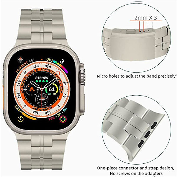 Luksuskello Titanium-hihna Yhteensopiva Apple Watch Band Ultra 49mm 45mm 44mm 41mm 3 -HG silvery