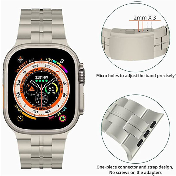 Ylellinen titaanihihna, joka on yhteensopiva Apple Watch Band Ultra 49mm 45mm 44mm 41mm 3 -HG kanssa grey