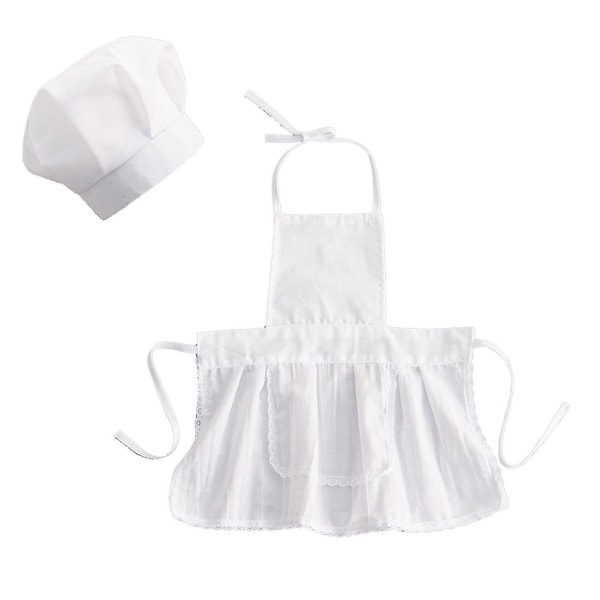 1 sæt yndig ærmeløs babykokkeforklæde Lærredsbilleder Fotografi Børn kokkekostumer kompatibel med nyfødte -ES Girl L