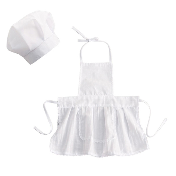 1 Set Söt Ärmlös Babykockförkläde Canvas Fotografering Barnkockkostymer Kompatibel Med Nyfödd -ES Girl S